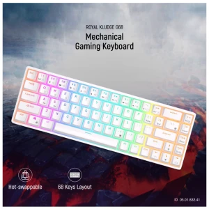 Royal Kludge RK G68 Tri Mode RGB Hot Swap Blue Switch White Gaming Keyboard