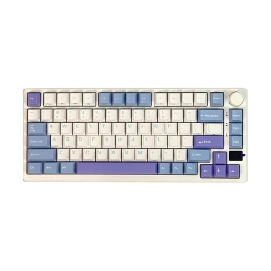 Royal Kludge RK M75 Tri Mode RGB Hot Swap (Silver Switch) Taro Milk Mechanical Gaming Keyboard