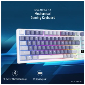 Royal Kludge RK M75 Tri Mode RGB Hot Swap (Silver Switch) Ocean Blue Mechanical Gaming Keyboard