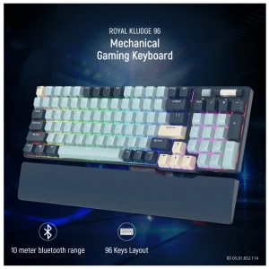 Royal Kludge RK96 Tri Mode RGB Hot Swap (Brown Switch) Forest Blue Mechanical Gaming Keyboard