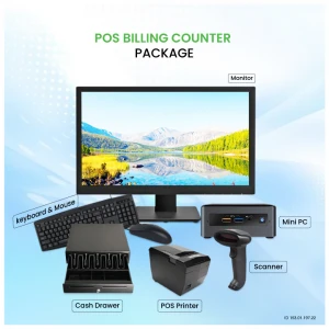 Ryans POS Billing Counter Package RPBC-01 (1x Full Set PC, 1x Barcode Scanner, 1x POS Printer, 1x Cash Drawer) #RPBC-01