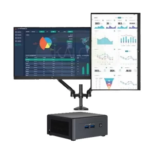 Ryans Terminal-J-11-i3 (Twin) Intel NUC Dual Terminal with Intel Core i3 1115G4 NUC (128GB M.2, 4GB, HP E24T G4 23.8 Inch Touch Monitor with Dual ARM Mount)