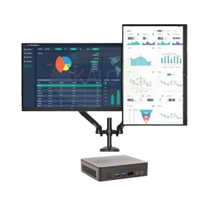 Ryans Terminal-J (Twin) Intel NUC Dual Terminal with Intel PQC N6005 NUC (128GB M.2, 4GB, HP E24T G4 23.8 Inch Touch Monitor with Dual ARM Mount)
