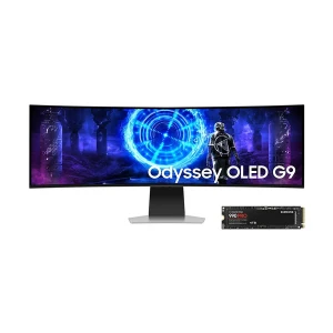 Samsung Odyssey QD-OLED G9 G95SD 49 Inch DQHD Display HDMI, Micro HDMI, DP, USB Type-C Silver Gaming Monitor With SSD 4TB 990 Pro