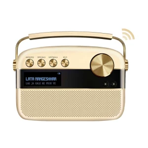 Saregama Carvaan 2.0 Gold (Harman Kardon) (WiFi) - Hindi - (5000 Song, Radio, Bluetooth, Aux, USB) Wine Gold Portable Music Player (No Warranty)
