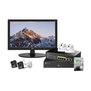 Security / TP-Link Indoor Show Room & Office CC TV Package (2x Bullet IP Camera, 2x Dome IP Camera, 1x NVR, Switch, HDD, Monitor) #RS-TP-007