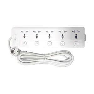 SOLITINE 2 Pin 5 Port White Power Strip 5 Meter # S2P-5-5M
