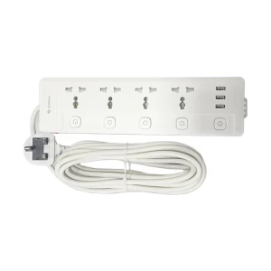SOLITINE 3 Pin 4 Port White Power Strip 5 Meter # S3P-4-5M-U