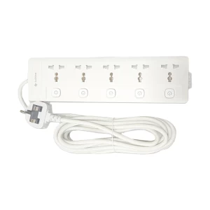 SOLITINE 3 Pin 5 Port White Power Strip 5 Meter # S3P-5-5M