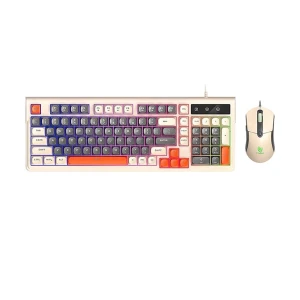 T-WOLF TF330 Milk Tea Wired Gaming Keyboard & Mouse Combo