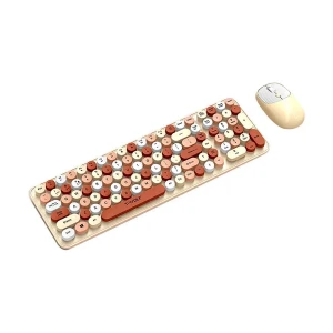 T-wolf TF350 Milk Tea Wireless Keyboard & Mouse Combo