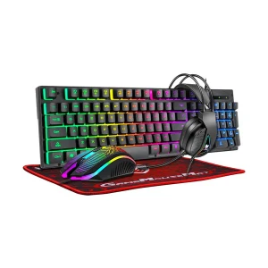 T-wolf TF400 4 In 1 Black Wired Keyboard, Mouse, Headphone & Mouse Pad Gaming Combo