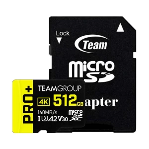 Team A2 Pro+ 512GB MicroSDXC UHS-I U3 V30 A2 4K Memory Card with Adapter #TPPMSDX512GIA2V3003