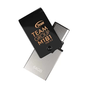 Team M181 64GB USB 3.2 Gen1 & USB Type-C Black Pen Drive #TM181364GB01