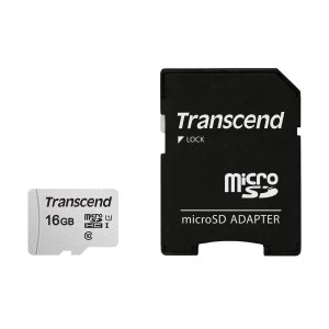 Transcend 16GB Micro SD UHS-I U1 Memory Card with Adapter #TS16GUSD300S-A