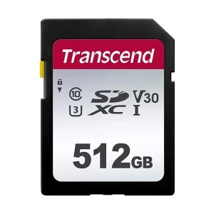 Transcend SDXC/SDHC 300S 512GB Class 10 UHS-I U3, V30 Memory Card # TS512GSDC300S