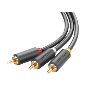 UGREEN 10524 3 RCA Male to Male, 1.5 Meter, Black Cable # 10524
