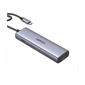 Ugreen 90568 Type-C Male to USB 3.0, HDMI, USB C, LAN, SD & TF Deep Gray Converter #90568