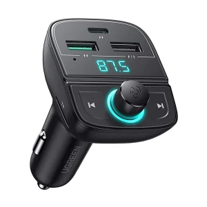 Ugreen CD229 (80910) Dual USB & Type-C QC 3.0 Black Car Charger with USB, TF, Bluetooth & FM Transmitter #80910