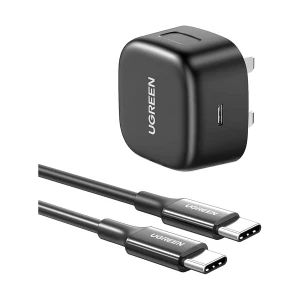 Ugreen CD250 (50577) USB-C 25W PD Black Charger / Charging Adapter With USB-C Black 2 Meter Cable #50577 (UK)