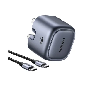 Ugreen CD305 (25114) USB-C Nexode 30W PD GaN Space Gray Charger / Charging Adapter With USB-C Black 1 Meter Cable #25114(3 Pin, UK)
