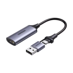 Ugreen CM489 (40189) HDMI Female to USB-C & USB-A Male Gray Video Capture Card #40189