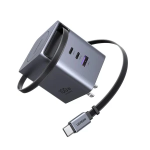Ugreen Nexode Pro X616 (65827) 100W GaN USB & Dual USB-C Gray Fast Charger / Charging Adapter with Built-in Type-C Cable #65827