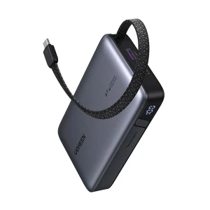 Ugreen PB550 (85166B) 20000mAh Gray 67W Power Bank with Digital Display & Built-in Cable #85166B