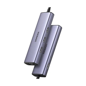 Ugreen Revodok 1061 CM512 (15598) Type-C Male to HDMI, Tri USB, Type-C (PD) & LAN Female Gray Multiport Converter #15598