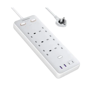 Ugreen S551 (35011) 3 Pin 6 Port White Power Strip #35011 (2 x USB-C, 2 x USB)