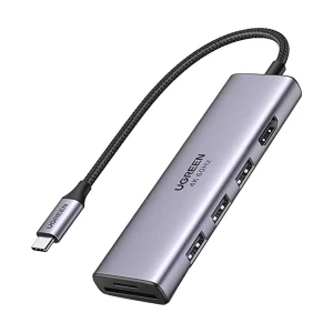 Ugreen 60383 Type-C Male to HDMI, SD, TF & Tri USB 3.0 Female Gray Multi-Interface HUB # 60383