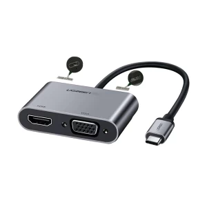 Ugreen 50505 Type-C Male to HDMI, VGA, USB 3.0 & Type-C Female Grey Converter # 50505