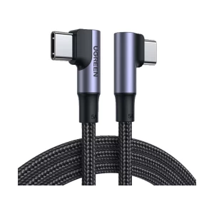 UGREEN 70698 USB Type-C Male to Male, 2 Meter, Space Gray Data Cable #70698 (Right Angle USB-C)