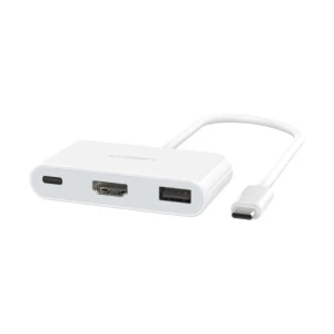 UGREEN 30377 Type-C Male to HDMI, USB 3.0 & Type-C Female White Multiport Converter # 30377