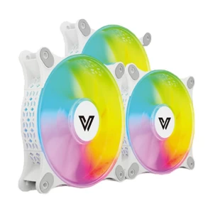 Value Top CR10-W1292ARGB 120mm (3xFAN) White Casing Cooling Fan With Control Board & Aurora Cable