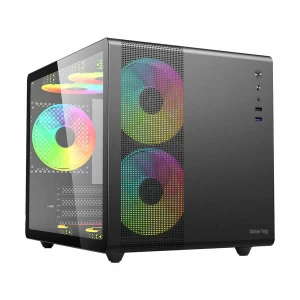 Value Top V300 Mini Tower Micro-ATX Black Gaming Desktop Casing With 3 RGB Fan