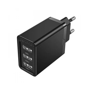 Vention FEAB0-EU 3-Port USB 12W Black Charger / Charging Adapter #FEAB0-EU