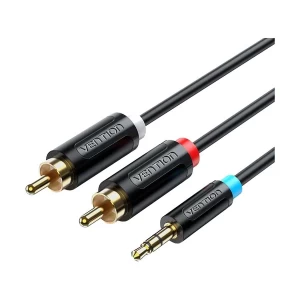 Vention BCLBJ 3.5mm Male to 2 RCA Male 5 Meter Black Audio Cable #BCLBJ