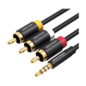 Vention VAB-R07-B200 3.5mm Male to 3 RCA Male, 2 Meter, Black AV Cable #VAB-R07-B200