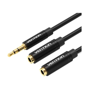 Vention BBWBY 3.5mm Male to Dual 3.5mm Female, 0.3 Meter, Black Stereo Splitter Cable
