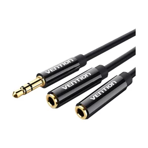 Vention BBSBY 3.5mm Male to Dual 3.5mm Female, 0.3 Meter, Black Stereo Splitter Cable #BBSBY