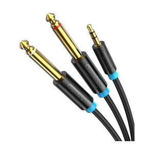 Vention BACBI 3.5mm Male to Dual 6.35mm Male, 3 Meter, Black Audio Cable # BACBI