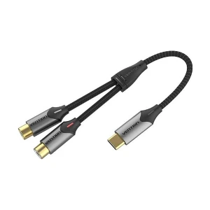 Vention BGVHF USB Type-C Male to 2 RCA Female 1 Meter Gray Audio Cable #BGVHF