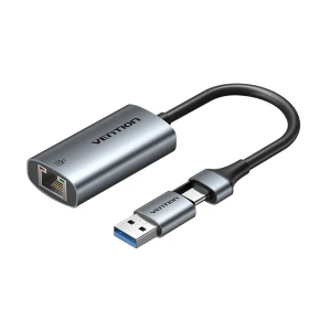 Vention CFQHB USB Type-C & USB Male to LAN Female Gray Converter #CFQHB