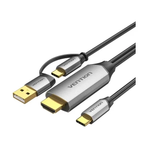 Vention CGXBG USB & Type-C Male to HDMI Male 1.5 Meter, Black & Gray Cable # CGXBG (4K, 60W, 2-in-1)