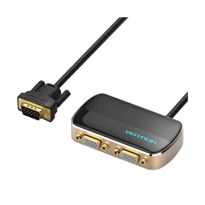 Vention DBABF VGA Male to Dual VGA Female, 1 Meter, Black & Gold Converter # DBABF (1 In 2 Out, Splitter)