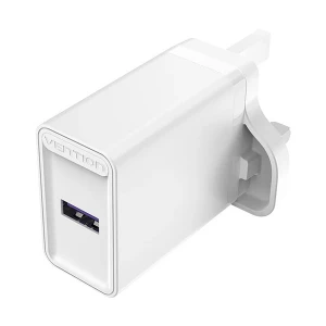 Vention FACW0-UK 1-Port USB 22.5W White Charger / Charging Adapter #FACW0-UK (3 Pin, UK)