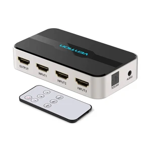 Vention AFJH0 HDMI Female to HDMI Female Gray Metal Switcher with Audio Separation # 3 in 1 out, AFJH0