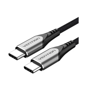 Vention TADHH USB 2.0 Type-C Male to Male, 2 Meter, Gray Braided Charging & Data Cable #TADHH