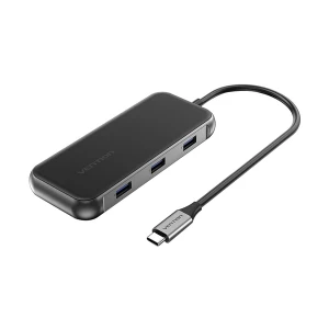 Vention TFKHB Type-C Male to Tri USB 3.0, HDMI, VGA, LAN & Type-C (PD) Female, Gray Multiport Converter #TFKHB
